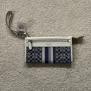 Coach Signature Striped Wristlet